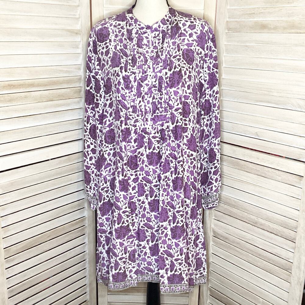 Natalie Martin SammIe Pintuck 100% Silk Dress Violet Geranium XL NWT